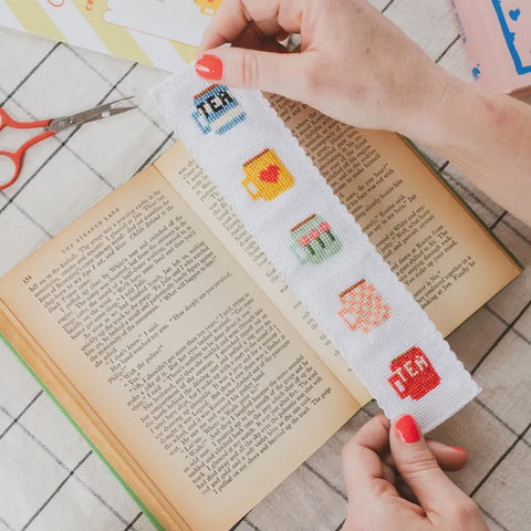 Tea Mugs Cross Stitch Bookmark Kit