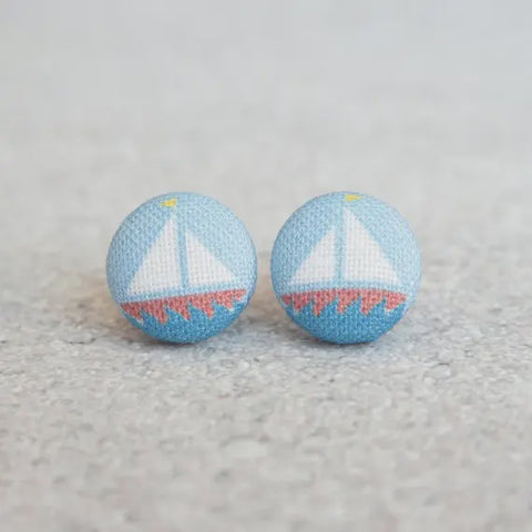 Sailboat Button Earrings