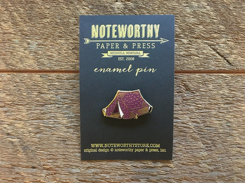 Tent Enamel Pin Note
