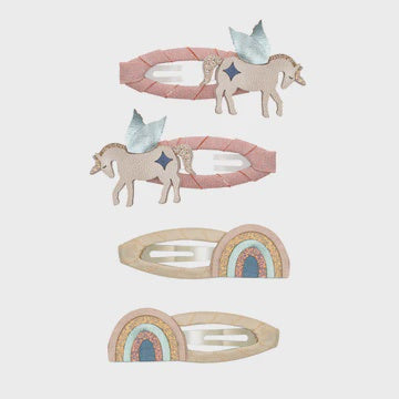 Winged Unicorn and Rainbow Clic Clacs Pink Multi
