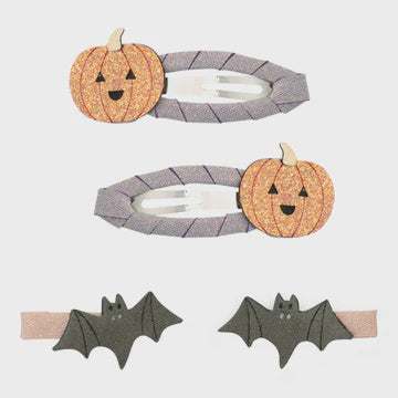 Pumpkin and Bat Clip Set