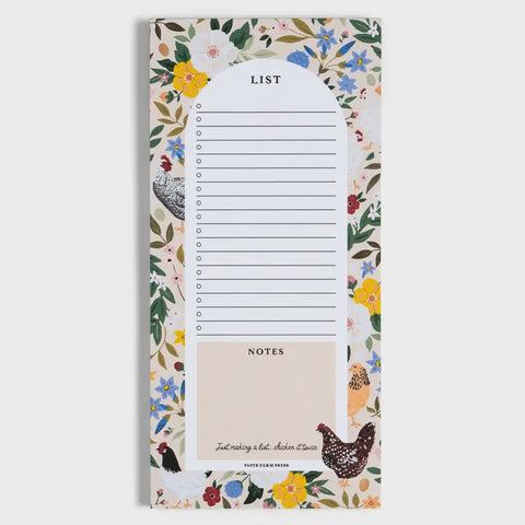 Chickens & Flowers Market List Notepad