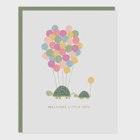 Welcome Baby Turtle Balloon Card