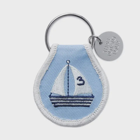 Sailboat Coastal Cruise Patch Keychain