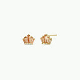 Champagne Baguette Crown Earrings - 18k Gold Plated