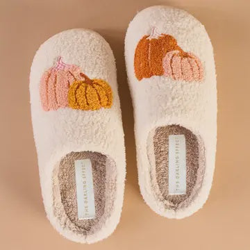 Fuzzy Slippers-Pumpkins M/L