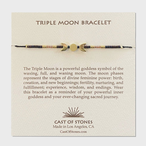 Triple Moon Bracelet Deep Purple Gold