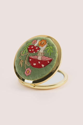 Embroidered Compact Mirror - Toadstool