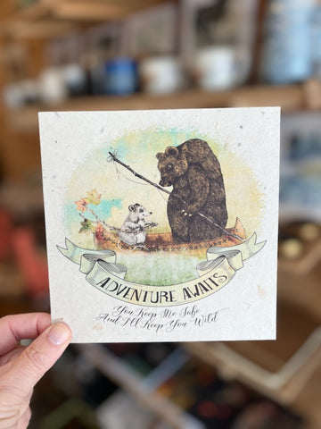 Adventure Awaits 6x6 Bear Raccoon Card In