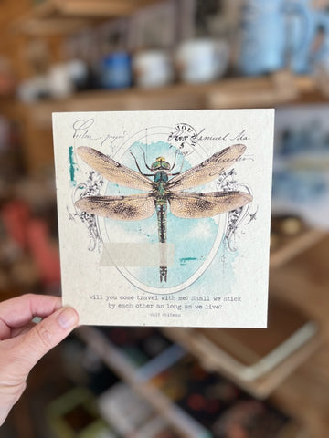Will You Come Travel With Me? Dragonfly Card 6x6