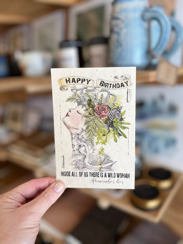 Happy Birthday Inside All Of Us Wild Women Card Girl Card 4x6