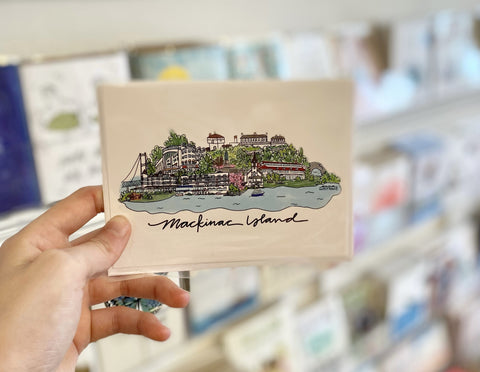 Mackinac Island Illustrated Scene Greeting Card