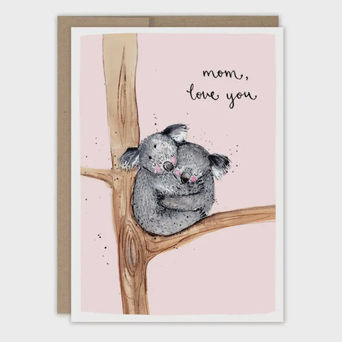 Mom, Love You Koala Card Biely