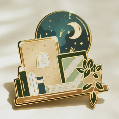 Goodnight Bookshelf Enamel Pin