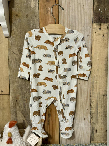 Napping Puppies Zipper Footie