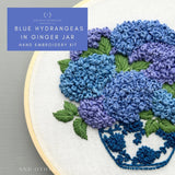 Blue Hydrangeas In Ginger Jar Hand Embroidery Kit