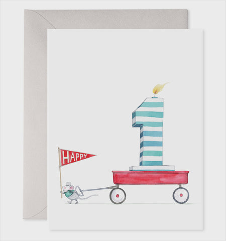 First Birthday Wagon Card