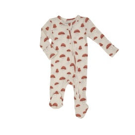 Sketchy Mushrooms 2 Way Zipper Footie Red