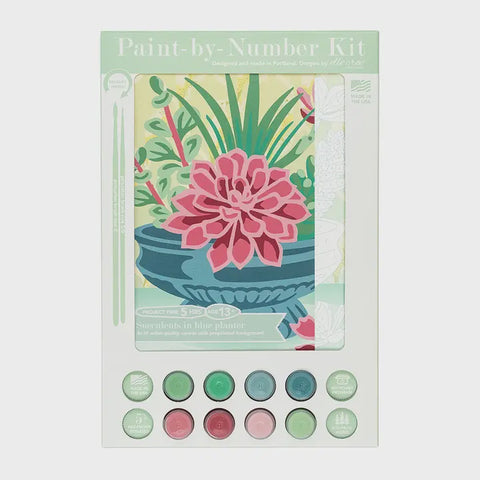 Succulents in Blue Planter Paint-By-Number Kit