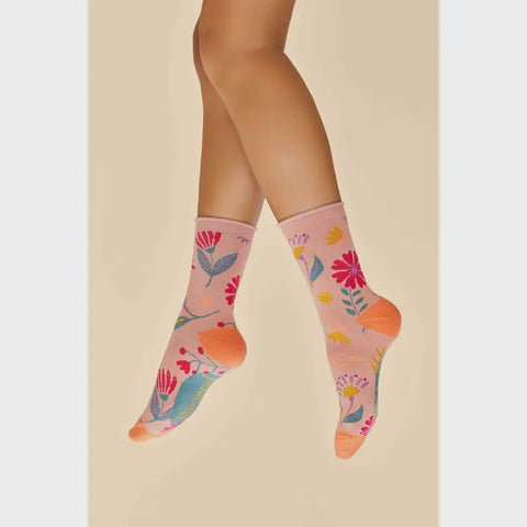 Watercolor Flowers Ankle Socks Petal