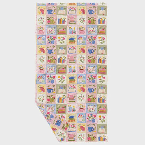 Patchwork Books Double Sided Waffle Dish Towel