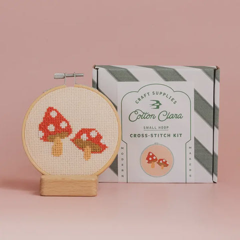 Toadstool Cross Stitch Kit-Red