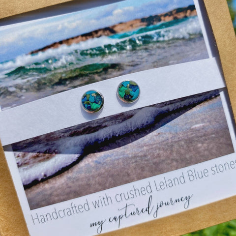 Crushed Leland Blue Stone Earrings Silver
