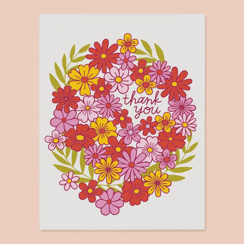 Floral Wreath Thanks Cards