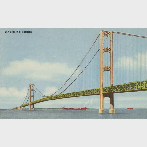 MI-406 Mackinac Bridge Vintage Image Postcard