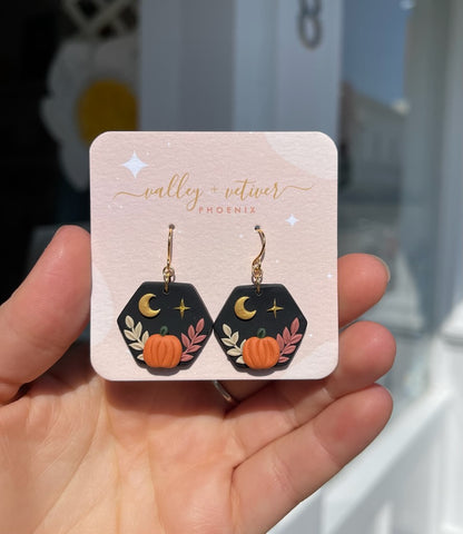 Fall Spooky Halloween Pumpkin Clay Earrings