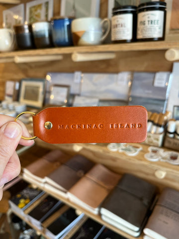 Mackinac Island Flat Rust Gold Keychain