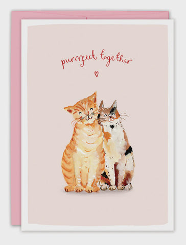 Purrrfect Together Cats Card Biely