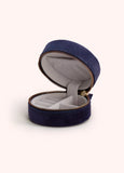 Navy Floral Round Jewelery Box