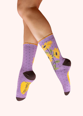 Splendid Sunflowers Lilac Sock