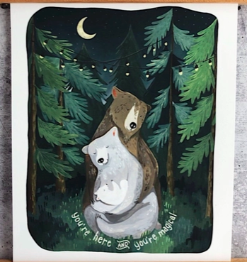Night Forest You're Here Print 8x10