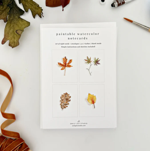 Fall Leaves Paintable Notecards