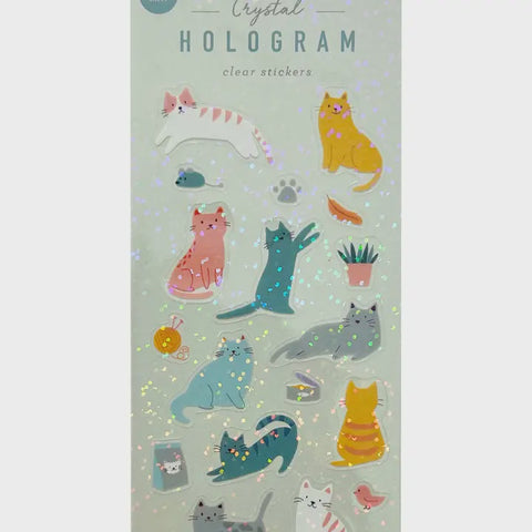 Cats Crystal Hologram Clear Stickers