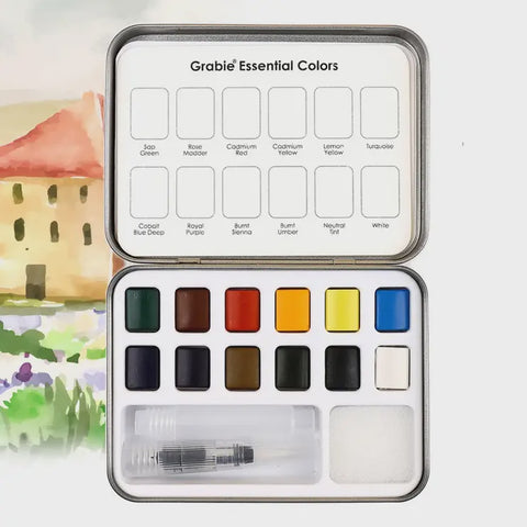 Essential Colors Watercolor Pocket Set Of 12 With Brush