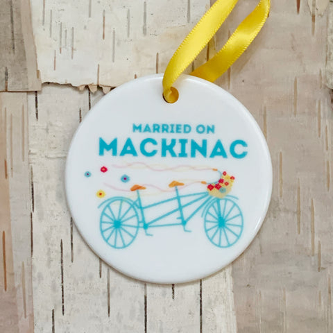Married On Mackinac Flower Tandem Ornament