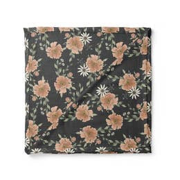 Peony Blooms Swaddle Charcoal Grey