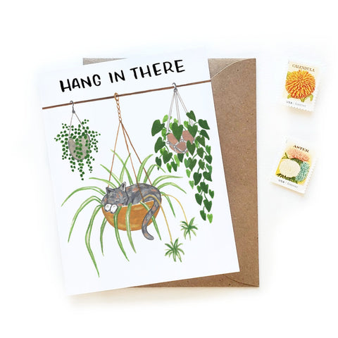 Hang In There Cat Plant Card