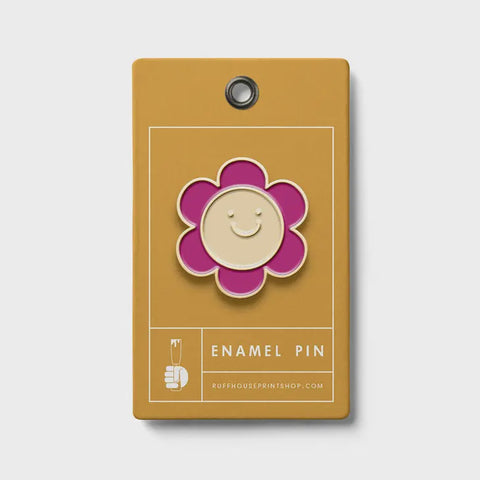 Smiling Flower Enamel Pin