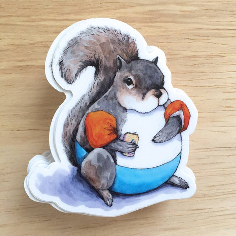 Squirrel in Floaties Paper Wilderness Sticker