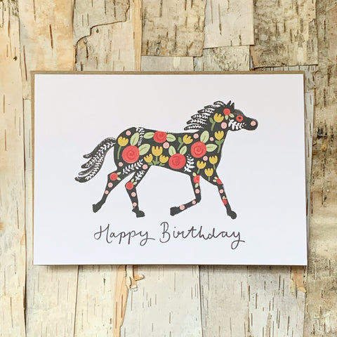 Chico Floral Birthday Horse Card
