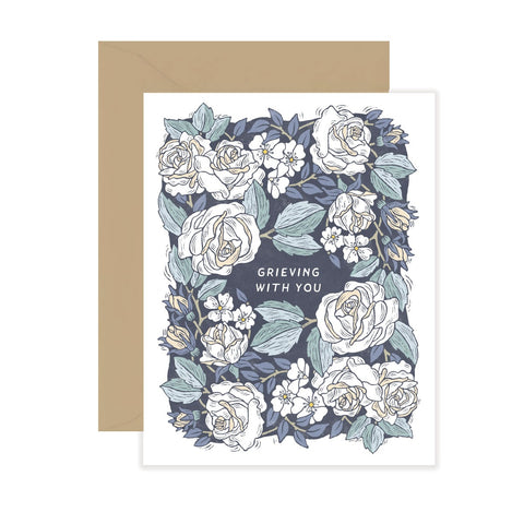 Grieving With You Card - White Rose