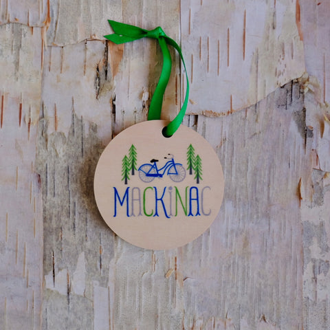 Mackinac Pine Cruiser With Trees Wood Ornament