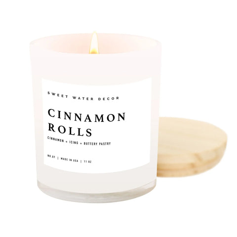 Cinnamon Rolls Soy Candle White Jar 11oz