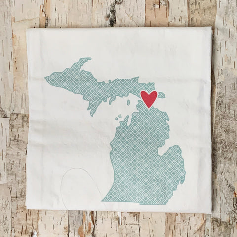 Michigan Shape With Blue Lattice Towel