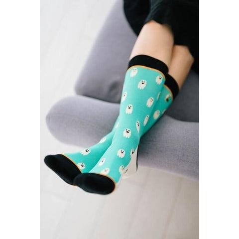 Teal Ghost Crew Socks