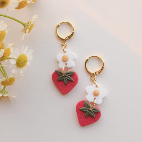 Strawberry Blossom Clay Earrings
